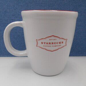 STARBUCKS COFFEE MUG CUP WHITE RED VINTAGE 2006 COLLECTIBLE 13 FL OZ